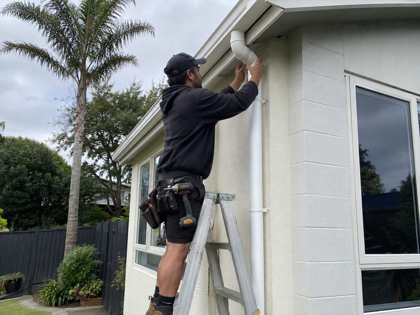 Downpipe installation on a Whangarei home