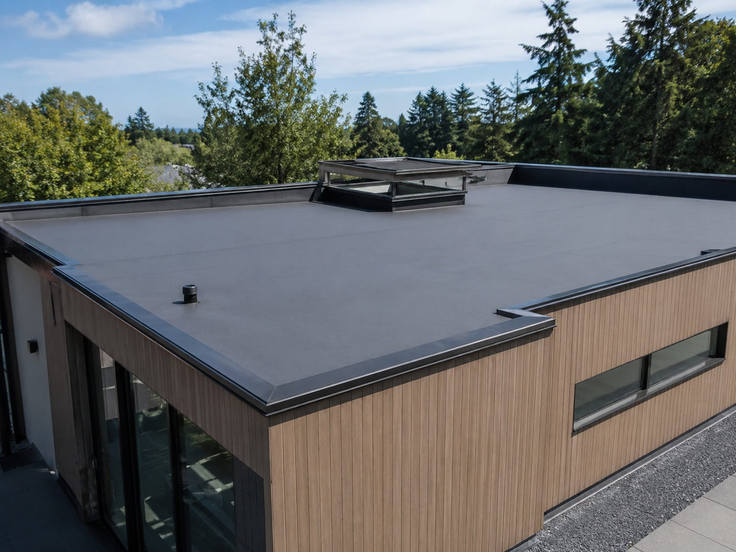 Flat roof with membrane waterproofing in Whangarei