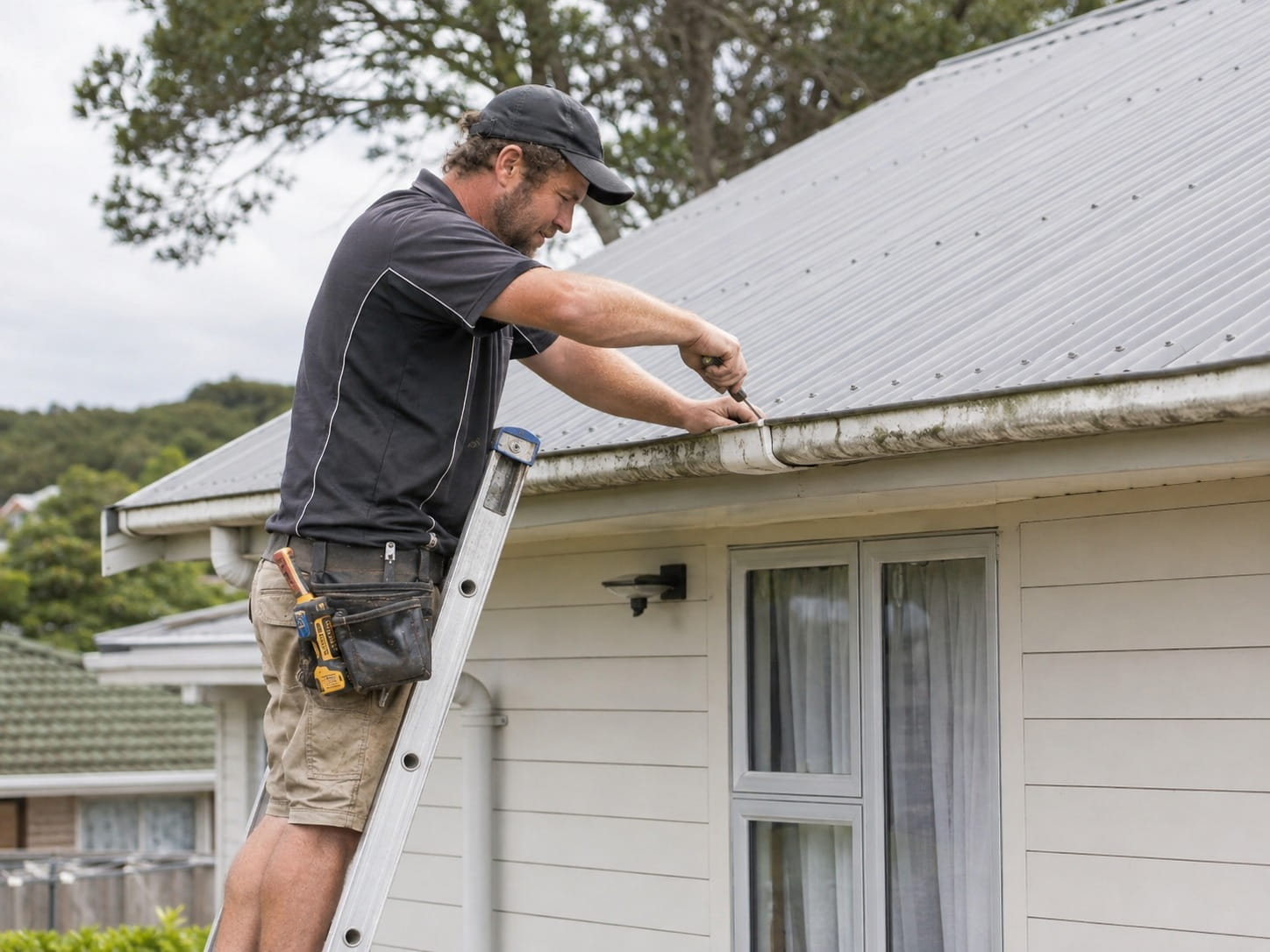 Gutter repair work in progress in Whangarei